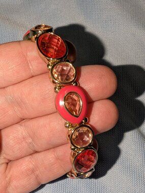 Anne Klein Pink Coral Red Stretch Bracelet 6728